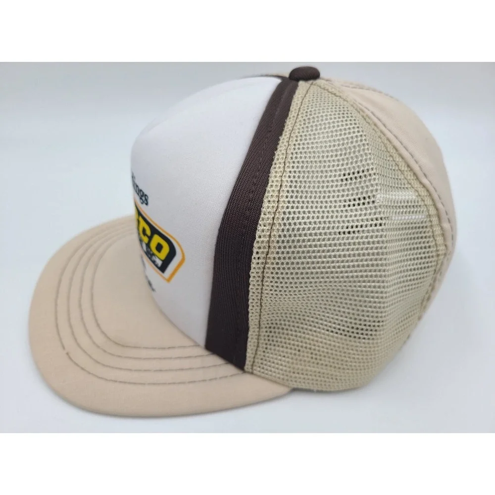 Vintage Barco Construction Steel Buildings Lehi Utah Mesh Snapback Hat Cap Beige